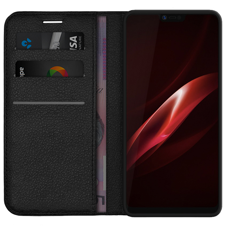 Leather Wallet Case For Oppo R15 Pro Black